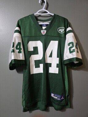 NFL Green and White #24 Football Jersey - Jets Style Reebok MEDIUM